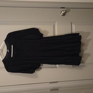 Eyelet detail black babydoll dress